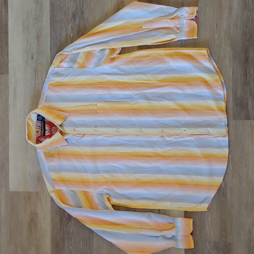Andrew Fezza Long Sleeve Button Down Shirt 100% Cotton Colorful Stripes Size XXL